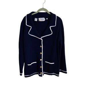 Banff Vintage Sweater Bee Classic Navy Sweater Blazer Gold Buttons Size 42